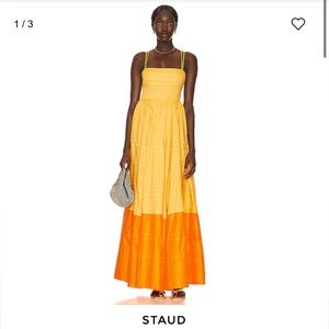STAUD Brigitte Dress in Goldie and Persimmon *WORN ONCE*